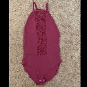 Cute pink bodysuit with lace